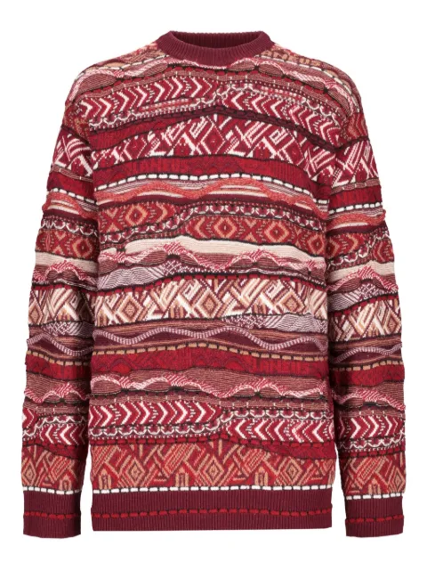 Laneus geometric-pattern crew-neck sweater Red F5LAMAJP228
