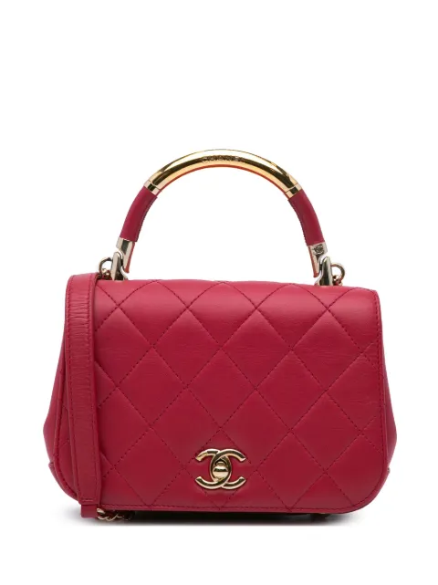 CHANEL Pre-Owned 2016-2017 Mini Quilted Lambskin Carry Chic Flap satchel Pink PYUO56QC86I0ZP92