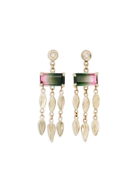 Jacquie Aiche 14CT yellow gold dangle tourmaline and diamond earrings Neutrals 2502124