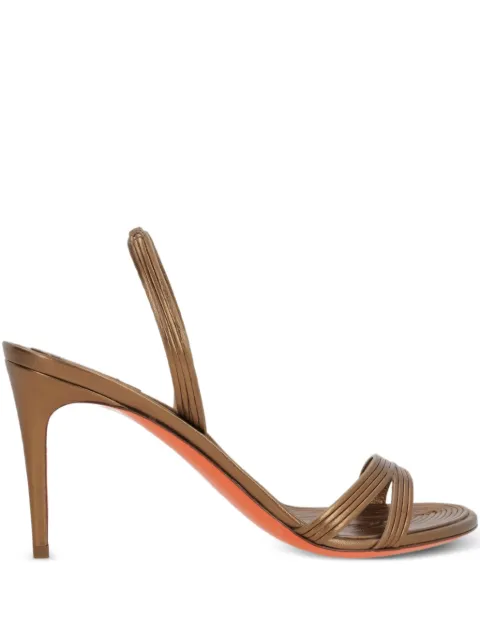 Santoni almond-toe leather heeled sandals Gold WHIW71636HA2TOOX
