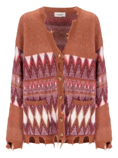Laneus frayed pattern cardigan Brown F5LAMACA103
