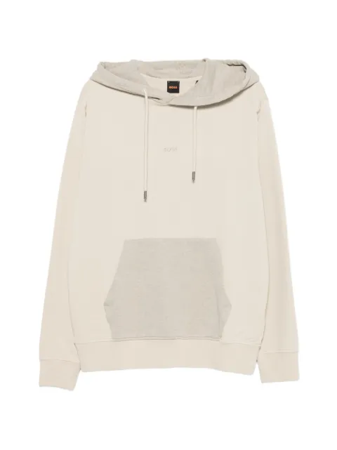 BOSS logo-embroidered drawstring hoodie Neutrals 50531418