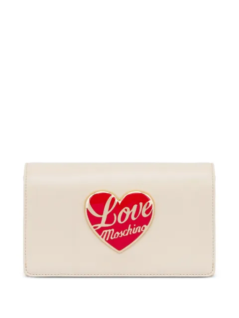 Love Moschino heart-plaque clutch bag White JC4186PP1NLP0