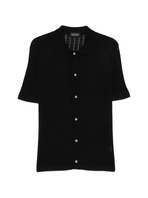 Tagliatore Oliver open-knit short-sleeve shirt Black OLIVERPWE2502