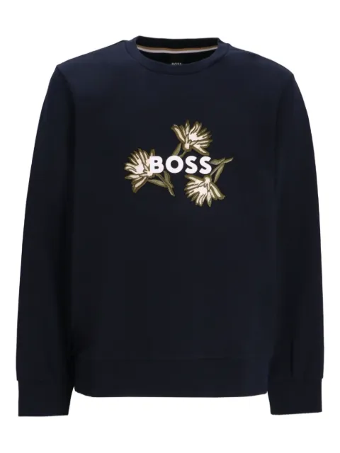 BOSS floral-embroidered sweatshirt Blue 50536797