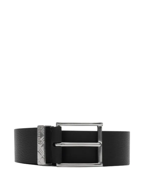 Burberry leather engraved Check belt Black 8112006