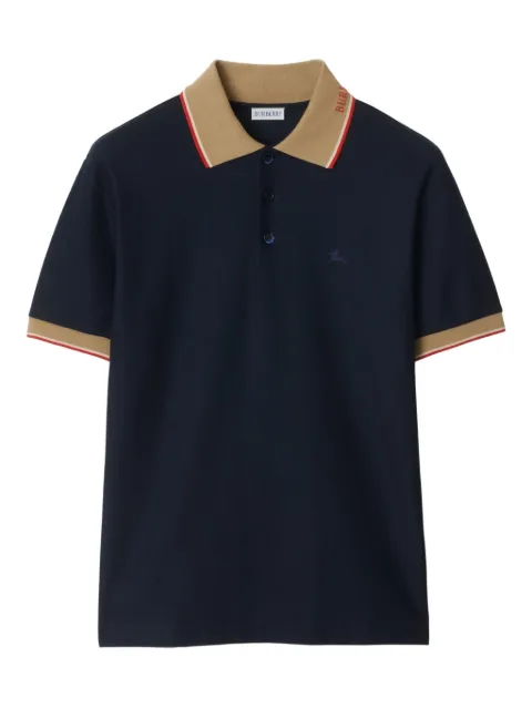 Burberry logo collar cotton polo shirt Blue 8110094