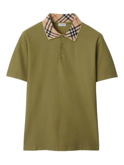 Burberry check-collar cotton polo shirt Green 8110946