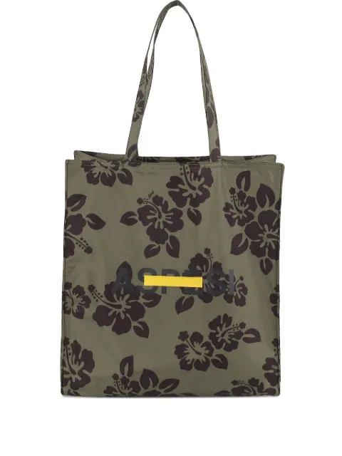 ASPESI hibiscus-print tote bag Green B086L118