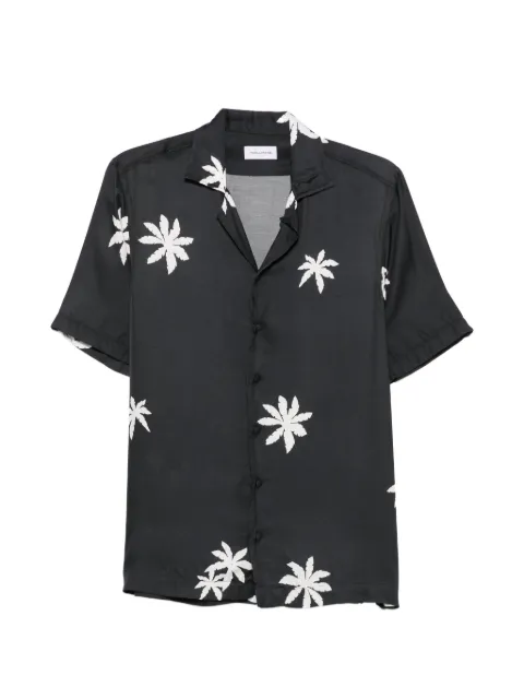 Tagliatore Hawaii palm-print short-sleeve shirt Black HAWAIINS270005