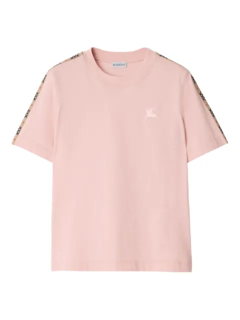 Burberry Check trim cotton T-shirt Pink 8110352