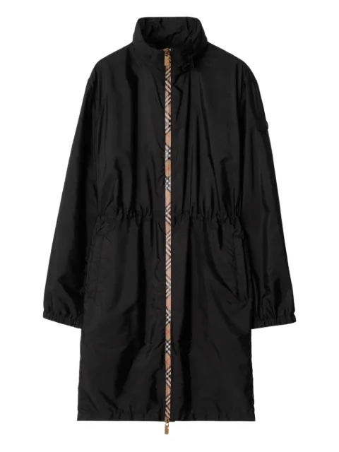 Burberry long checker-tape nylon parka Black 8110311