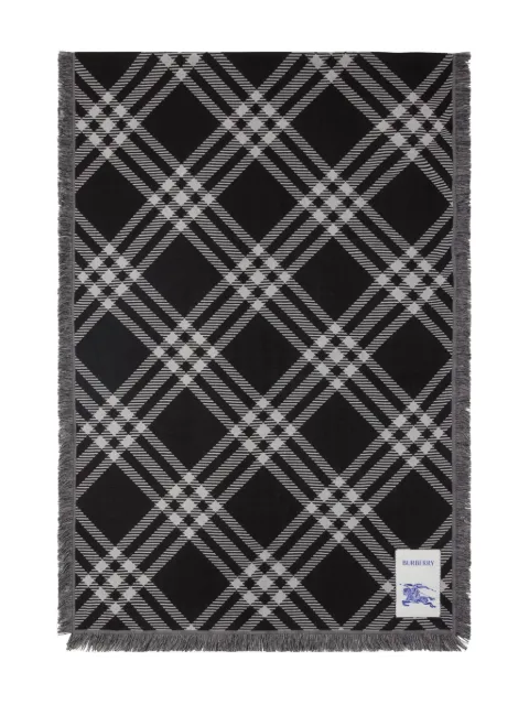 Burberry wide Check wool silk scarf Black 8110162