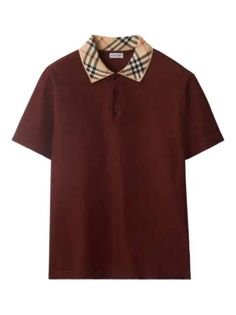 Burberry Check collar cotton polo shirt Red 8110945