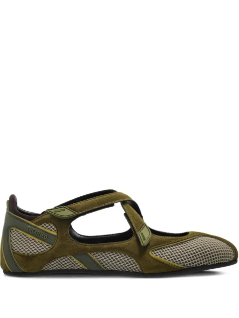 The Attico Floor01 suede-details ballet flats Green 251WSH00871MIX062AA