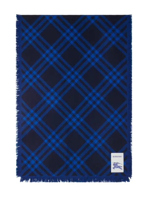Burberry wide Check wool silk scarf Blue 8110161