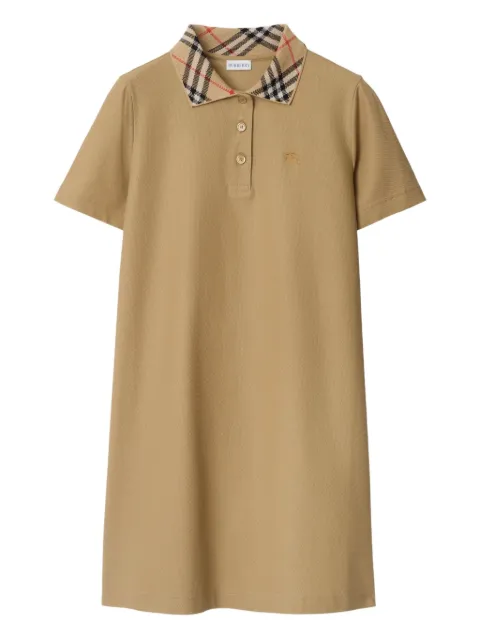 Burberry check collar cotton polo shirt dress Neutrals 8110342