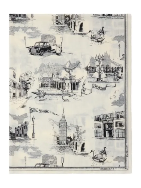 Burberry London Landmarks wool silk scarf Neutrals 8111251