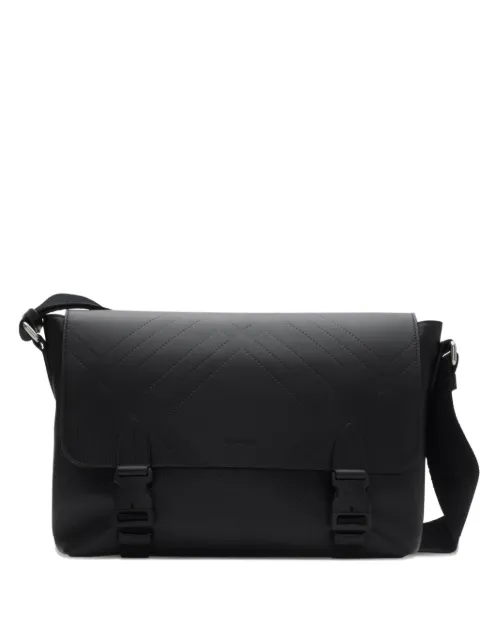 Burberry embossed check buckled messenger bag​ Black 8106012
