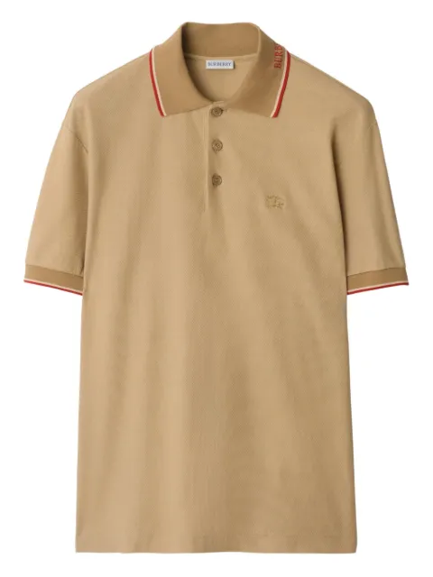 Burberry logo collar cotton polo shirt Neutrals 8110093