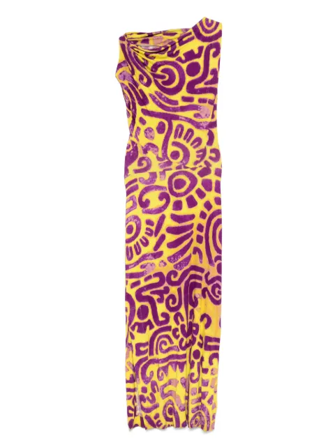Vivienne Westwood Pre-Owned 2014s abstract-print midi dress Yellow VW790QG