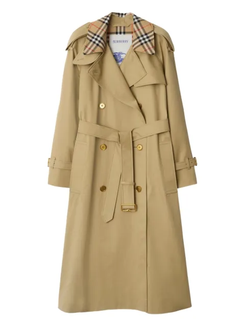 Burberry long Check collar Castleford trench coat Neutrals 8111157