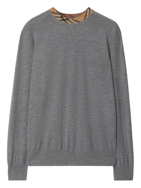 Burberry Check trim wool sweater Grey 8112147