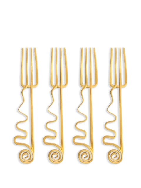 L'Objet Spirale cocktail forks (set of four) Gold CU43
