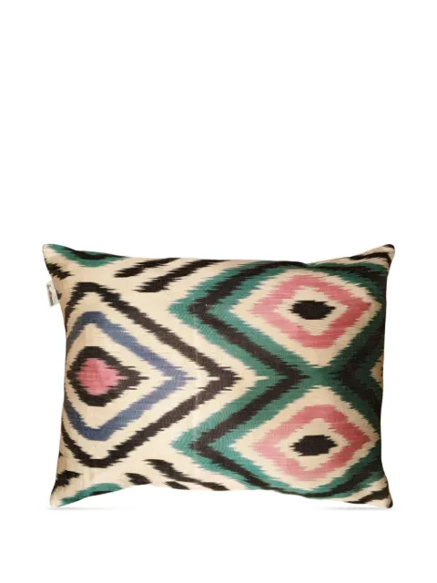 Les-Ottomans Ikat geometric pattern decorative cushion Neutrals S35440X50S