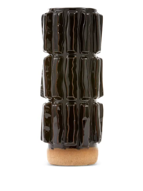 POLSPOTTEN Structure textured ceramic vase Black 240205051