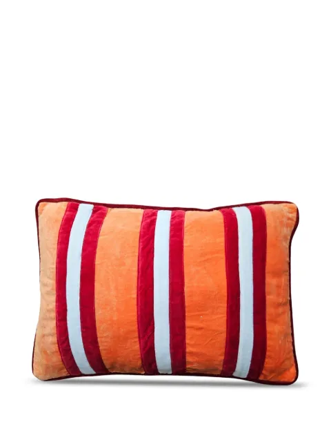 Les-Ottomans striped velvet cushion (60cm x 40cm) Orange VST0240X60CM