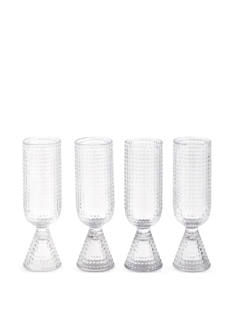 POLSPOTTEN Rooftop textured champagne glasses (set of four) White 140230221