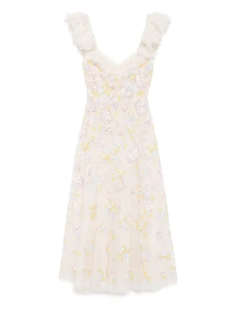 Needle & Thread sequin dandelion ruffle ballerina dress Neutrals DBSL29RHS25