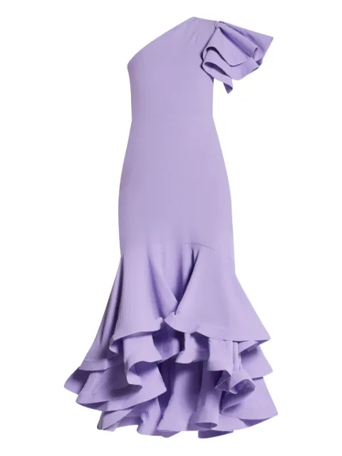 No Pise La Grama one-shoulder ruffled maxi dress Purple COROCORA