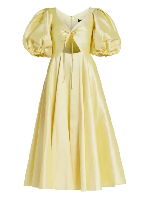 No Pise La Grama pleated midi dress Yellow LAVILLA