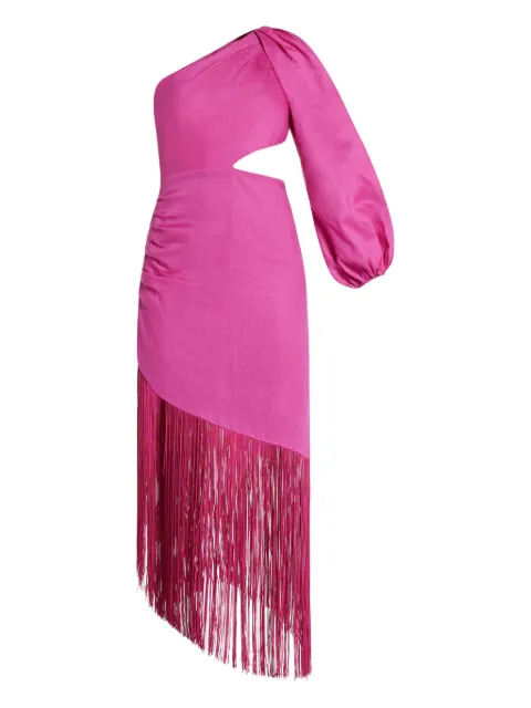 No Pise La Grama fringe-detailing midi dress Pink SWEETFIGUE