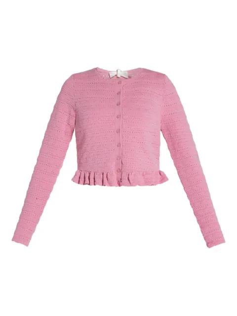 LoveShackFancy ruffled-hem cardigan Pink K18542349