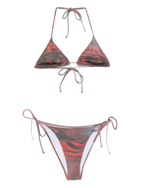 Jean Paul Gaultier Blurry Roses triangle bikini Red 2504WBS035J023P