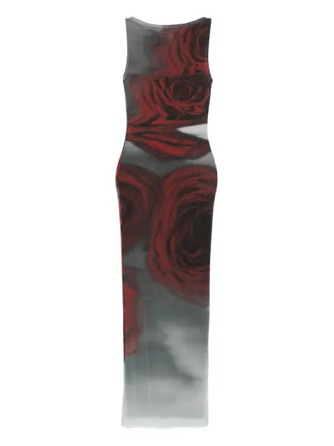 Jean Paul Gaultier rose-print midi dress Grey 2504WDR053M011P