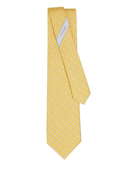 Ferragamo Elephant-print silk tie Yellow 779460