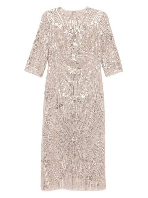 Elie Saab embroidered midi dress Grey D0676NS25YA035
