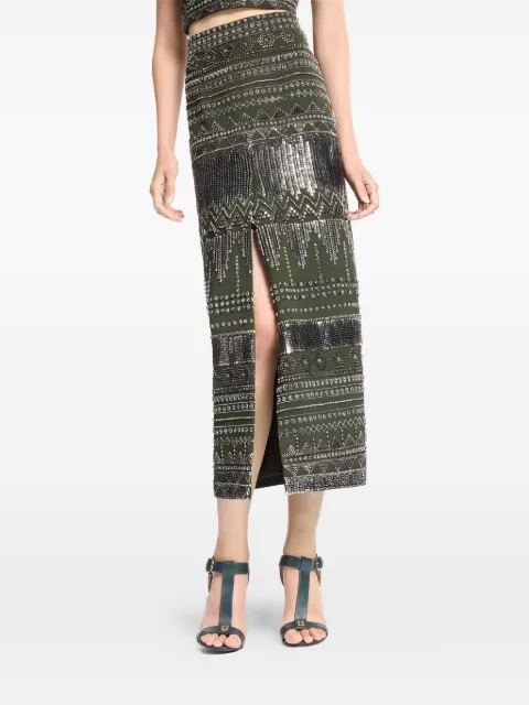 Elie Saab beaded midi skirt Green SK135NS25BE033