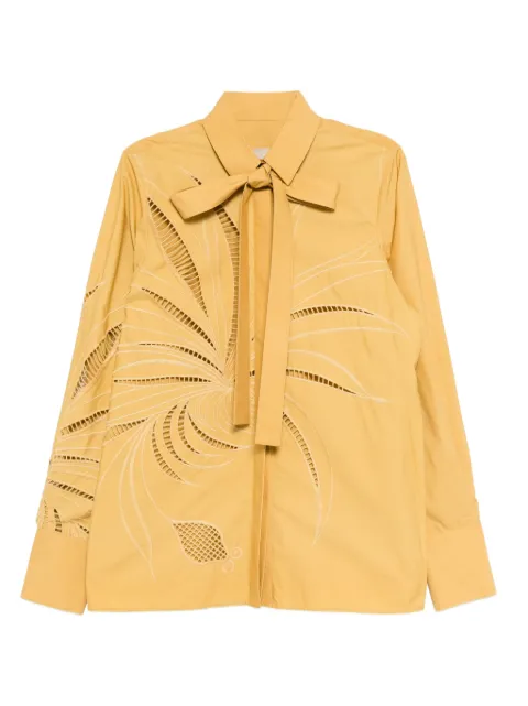 Elie Saab embroidered cotton shirt Yellow SH101NS25COE08