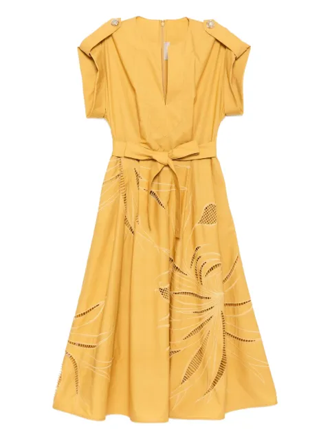 Elie Saab embroidered midi dress Neutrals D0661NS25COE08