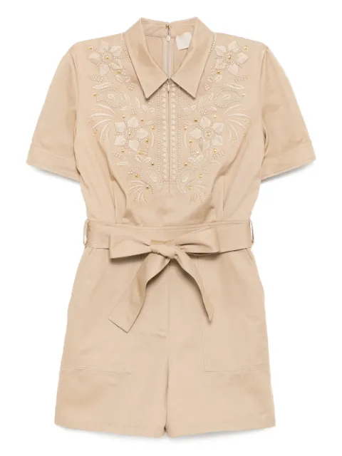 Elie Saab embroidered gabardine jumpsuit Neutrals JU083NS25GA002