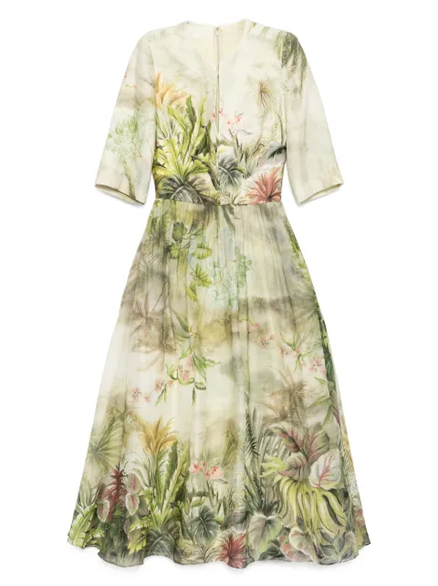 Elie Saab printed midi dress Green D0637PS25LI003