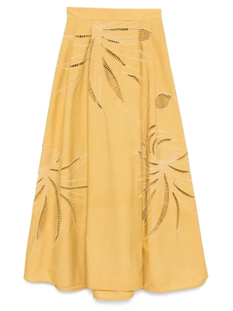 Elie Saab embroidered midi skirt Gold SK159NS25COE08