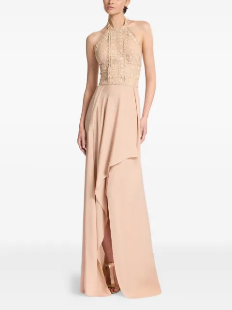 Elie Saab lace-insert halter neck dress Neutrals D0618NS25SIL01