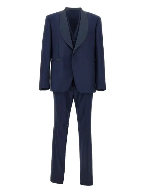 Tagliatore shawl-lapel three-piece suit Blue EFNA18A01
