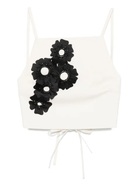 MSGM floral-appliqué top Neutrals 3841MDT08X257133